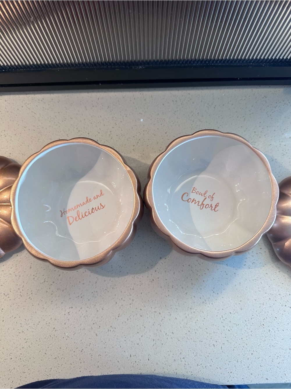 Pumpkin Soup Bowls 2017 Avon Set of 2 Rose Gold Ceramic Lidded New